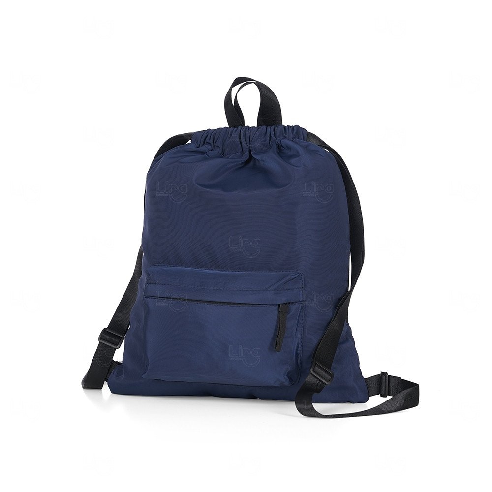 Sacochila com Bolso e Zíper Personalizada - 44 x 37 cm 