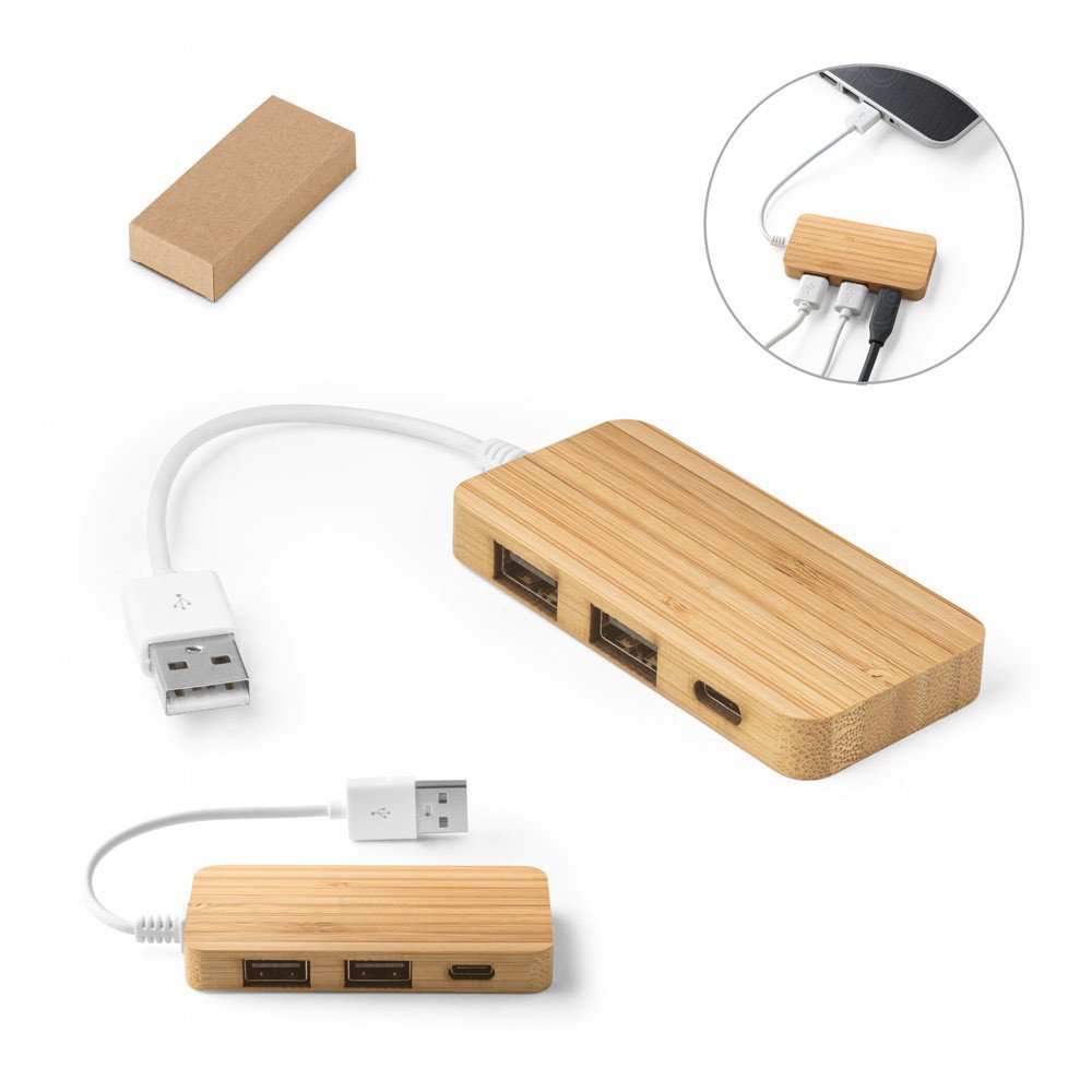 Hub USB em Bambu Personalizado 