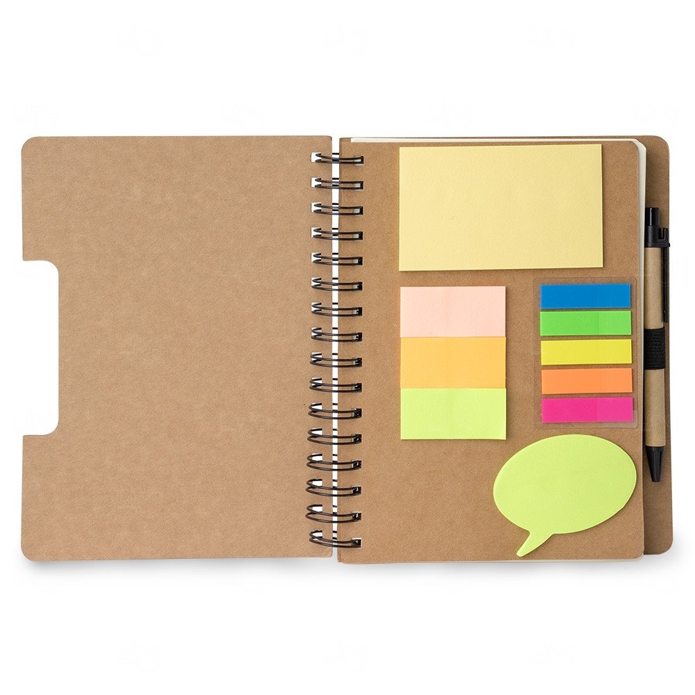 Caderno Ecológico com Adesivos e Caneta Personalizado - 21x18 cm 