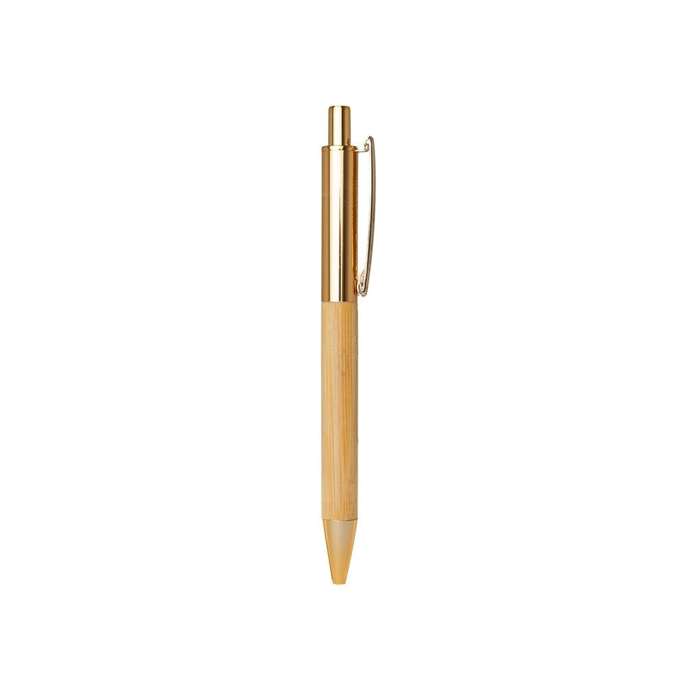 Caneta Metal e Bambu Personalizada Dourado