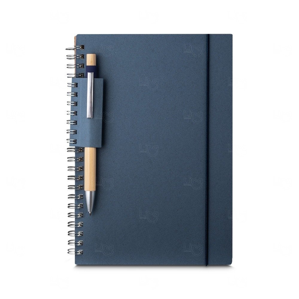 Caderno A5 de Papel Reciclado Personalizado - 21 x 15 cm Azul