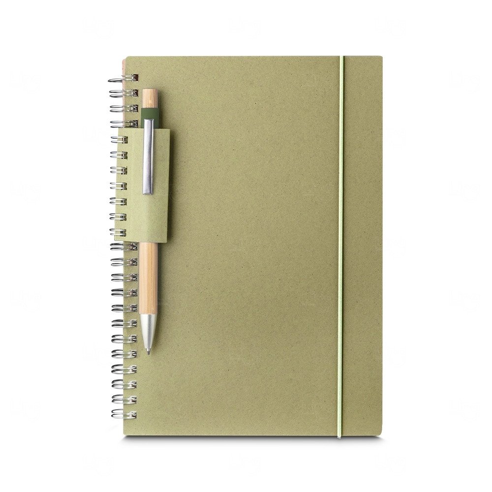 Caderno A5 de Papel Reciclado Personalizado - 21 x 15 cm Verde