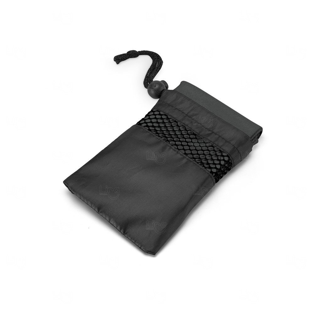 Toalha Esportiva de Microfibra com Bolsa Personalizada Cinza Escuro