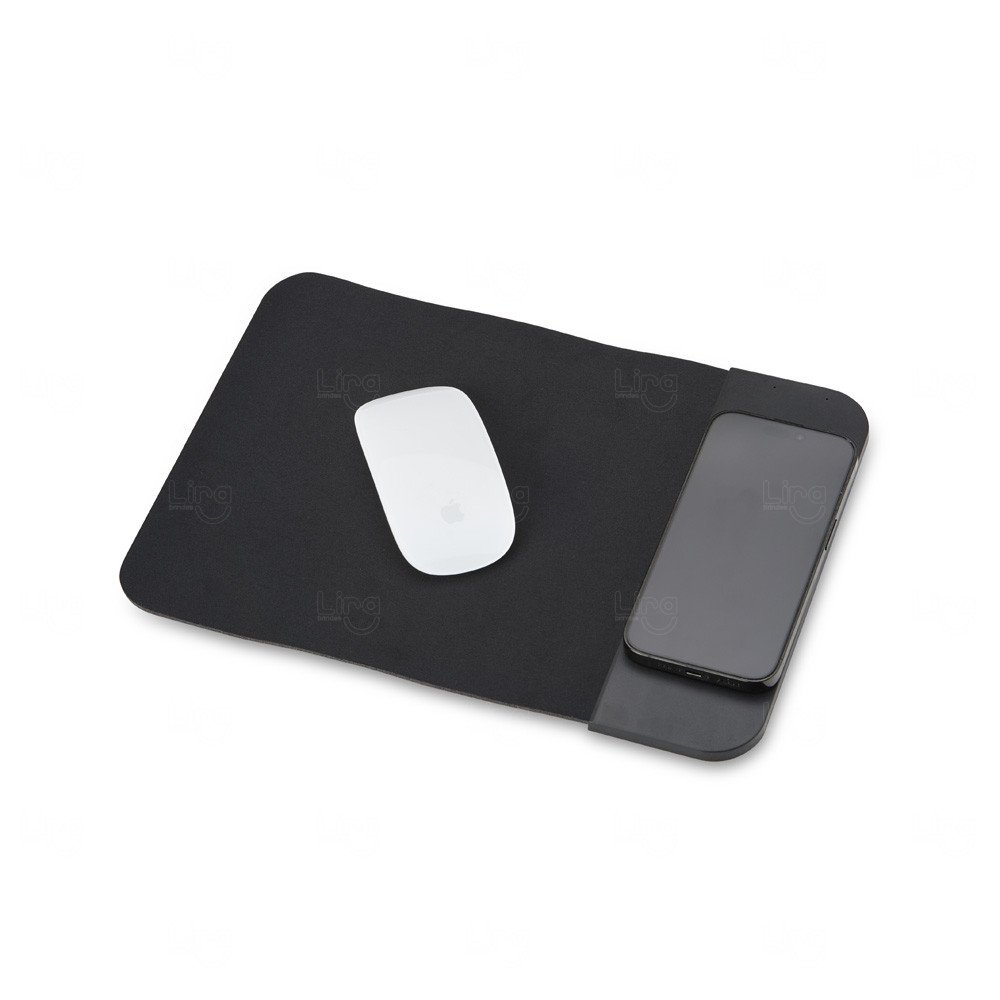 Mouse Pad com Base de Carregamento Wireless Personalizado Preto