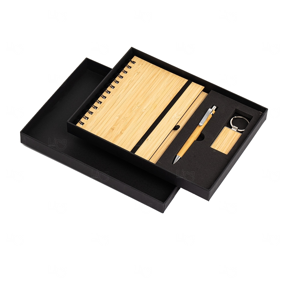 Kit Executivo Ecológico com 3 Peças em Bambu Personalizado 