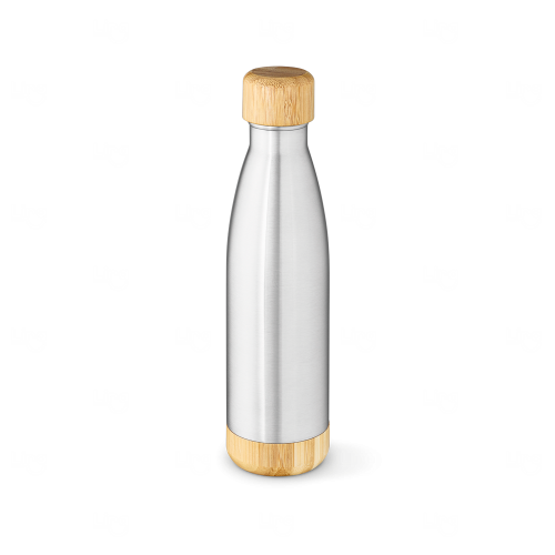 Garrafa em aço inox Personalizada com tampa em bambu 550 mL 