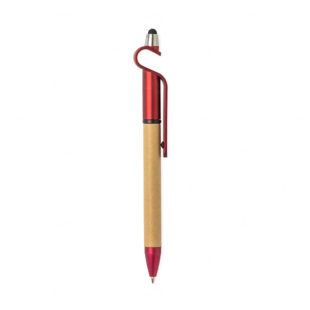Caneta Ecológica Touch com Suporte Personalizada Vermelho