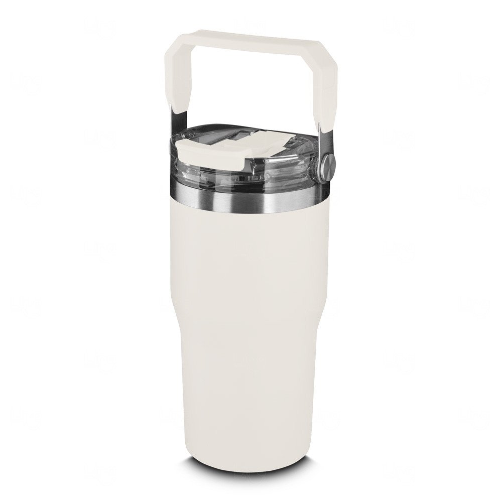 Copo Térmico Personalizado Inox 650ml com Tampa, Bico e Alça Branco