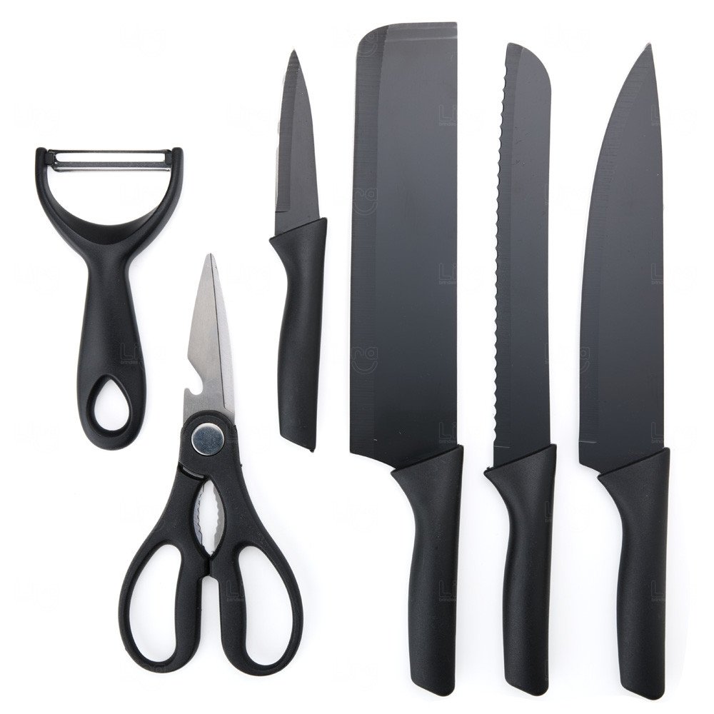 Kit de Facas para Churrasco Personalizado - 6 Peças Preto