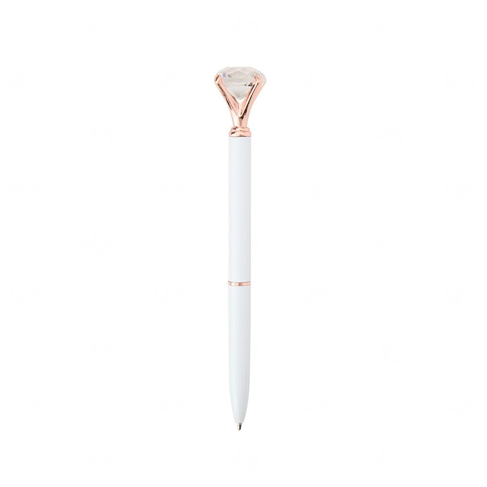 Caneta com Diamante Cristal Personalizada Branco