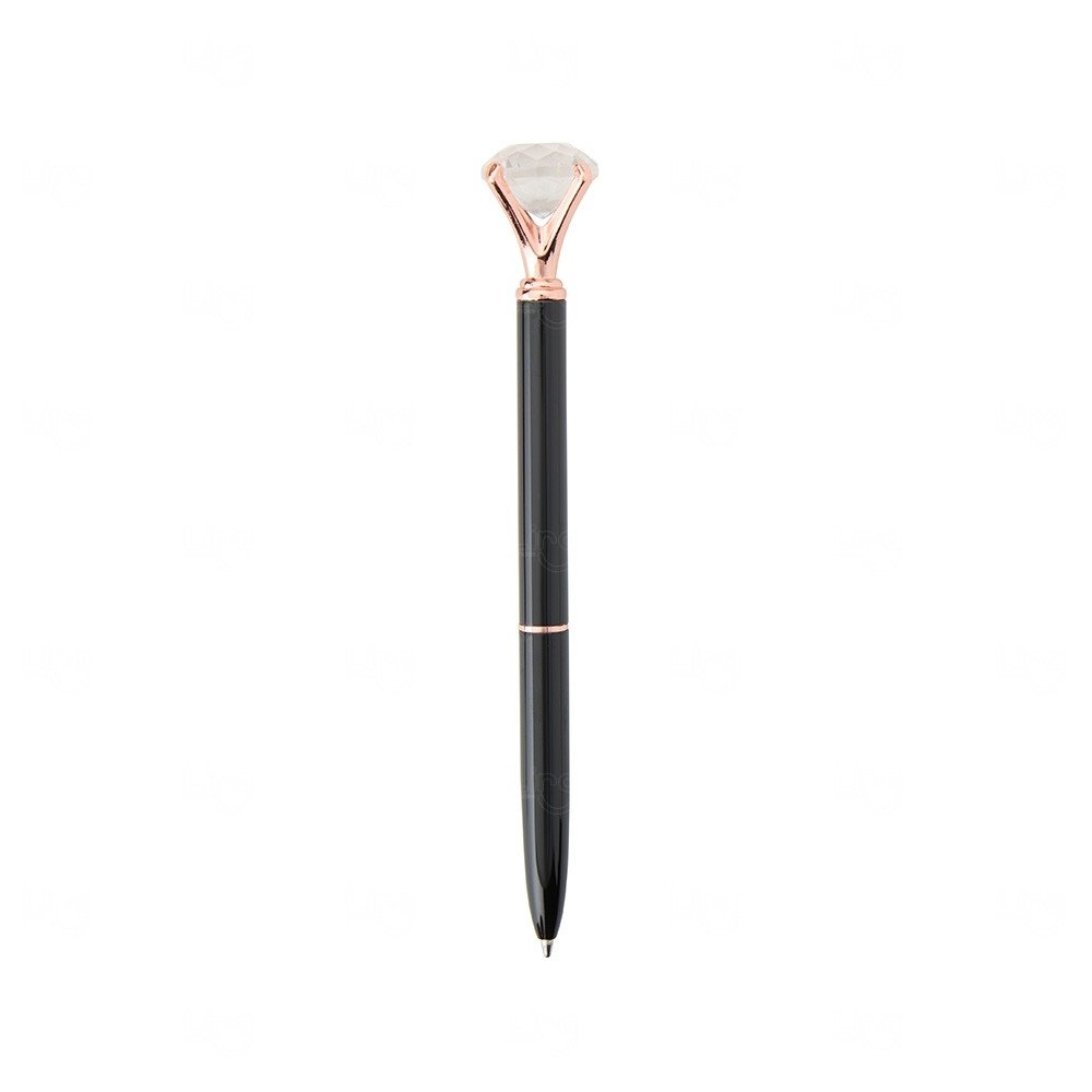 Caneta com Diamante Cristal Personalizada Preto