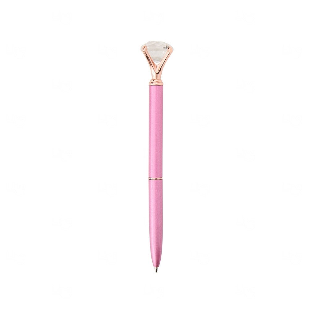 Caneta com Diamante Cristal Personalizada Rosa Escuro