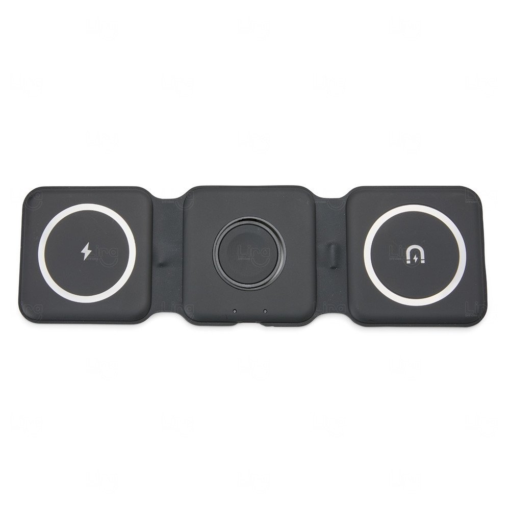 Carregador Sem Fio Magnético Triplo Para Apple Personalizado Preto