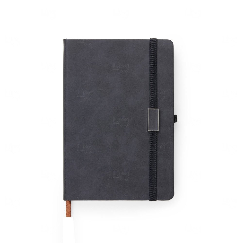 Moleskine Emborrachado Personalizado - 21,2 x 14,5 cm Preto