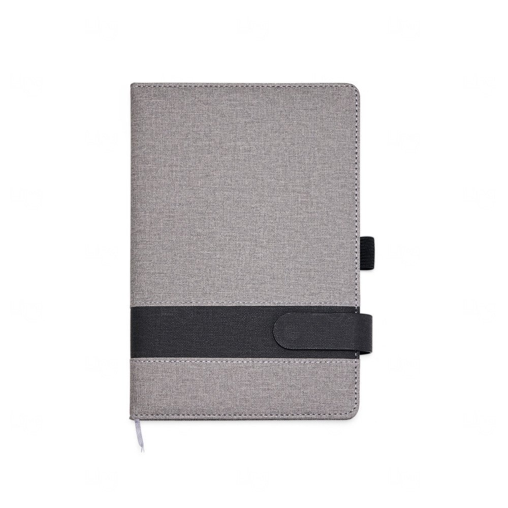 Caderneta A5 em Linho Personalizada 21,2 x 14,4 cm Cinza