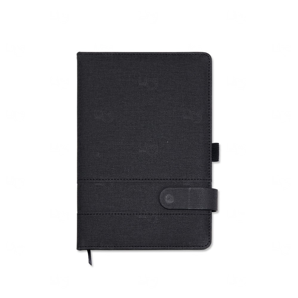 Caderneta A5 em Linho Personalizada 21,2 x 14,4 cm Preto
